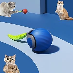Interactive Cat Toys for Indoor Cats, Automatic Cat Toy with Tail, Electric Rolling Ball on Carpet,Cat Toys for Bored Indoor Adult Cats