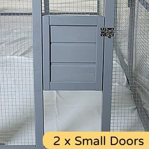 Catio Outdoor Cat Enclosure House Large for Multiple Cats, Wooden Cat Condo Cage for Outside with Waterproof Roof, Playpen, Resting Box, Platform, Bridges, Doors, 111”x74”x74”, Gray