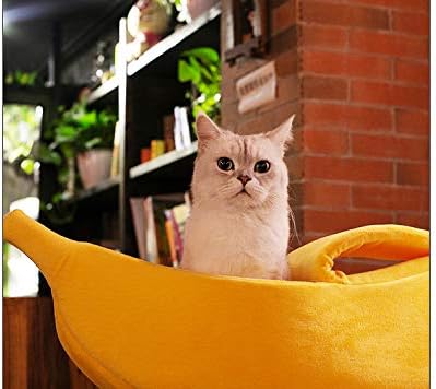 · Petgrow · Cute Banana Cat Bed House Medium Size, Christmas Pet Bed Soft Cat Cuddle Bed, Lovely Pet Supplies for Cats Kittens Rabbit Small Dogs Bed,Yellow