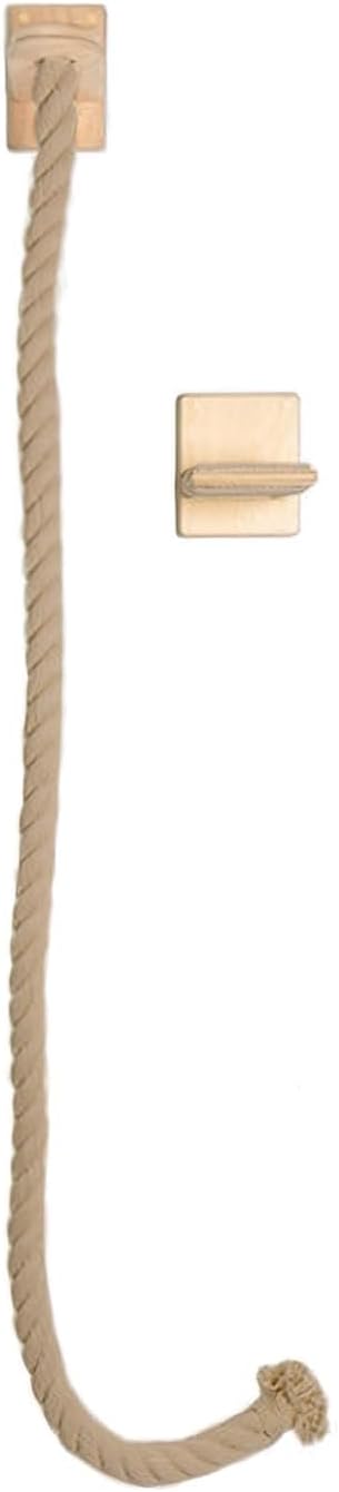 Cat Climbing Rope All-Mounted Scratching Posts Cat Tree with Climbing Rope, Large Ladder, and Resting Platform - Promotes Healthy Habits and Provides Endless Fun (Light Brown)