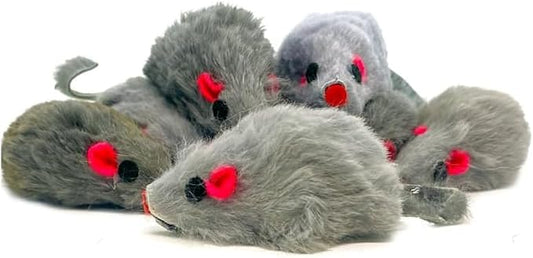 5 Pcs Gray Fur Rattle Mouse Cat Toy Mice Animal Toy Pet Supplies Furry Play Combo - Cat Toy Mix