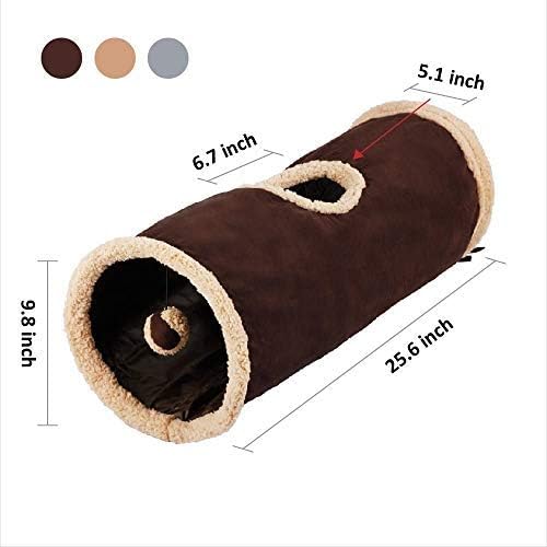 ALL FOR PAWS AFP Crinkle Cat Tunnel Cat Toys (Lambswool),You Will Receive Either a Brown or Gray or tan Toy