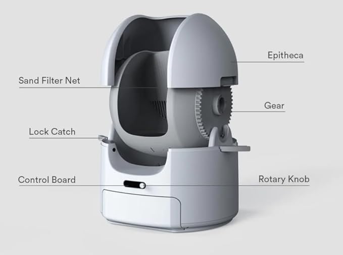 Open-Top Self Cleaning Cat Litter Box, Safety Anti-Pinch Protection, Large Papacity, App Control Automatic Cleaning Litter Box,Automatic Cleaning Function, Ultra-Quiet Design