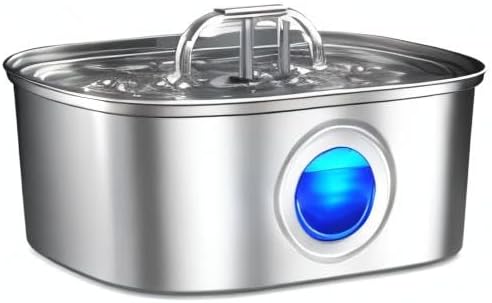 Cat Water Fountain Stainless Steel: 108oz/3.2L Automatic Pet Water Fountain Dog Water Dispenser with Water Level Window - for Cats Inside