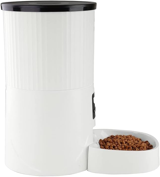 4L Automatic Cat Feeder – Programmable Dog & Pet Food Dispenser with 10s Voice Recorder, Portion Control, Desiccant Bag, Large Capacity for Small Large Pets, White