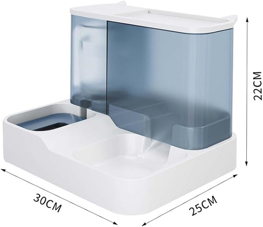 FAMILY'S BACKYARD Cat Bowls for Indoor,Automatic Cat Feeder,Dog Food Dispenser,Fully Enclosed Water Storage and Grain Storage Dual Function Pet Food Bowl,Size 30 * 25 * 22CM