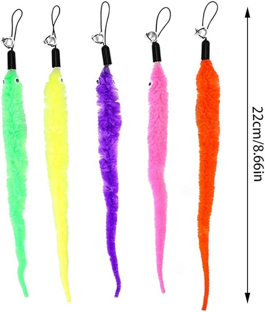 24 PCS Cat Worm Toy Refills Cat Wand Toy Replacement Interactive Wand Accessories Feather Worm Teaser Refills Attachment
