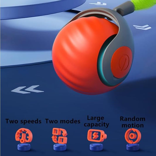 Speedy Sprint Ball 2.0 with Feather Tail Cat Toy, Smart Interactive Toys for Bored Indoor Kitten, Automatic Rolling Ball Enrichment, Turbo Electric Kitty Self Moving Rope, Rollie Pet Chase Robot Mouse