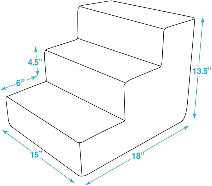Best Pet Supplies Dog Stairs & Steps - Foam Steps for Small Dogs & Cats, Non-Slip Indoor Balanced Pet Step Support, Dog Ramp, No Assembly, Brown Lattice Print, 3-Step (13.5-inch Height)