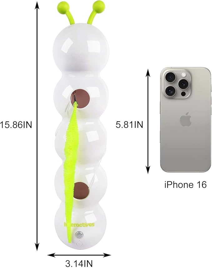 Interactive Cat Feather Toy, Automatic Fluffy Tail Teaser with Motion Sensor,Whack a mole Cat Toy, USB Rechargeable, Suction Cup for Stable Play, Perfect for Indoor Cats