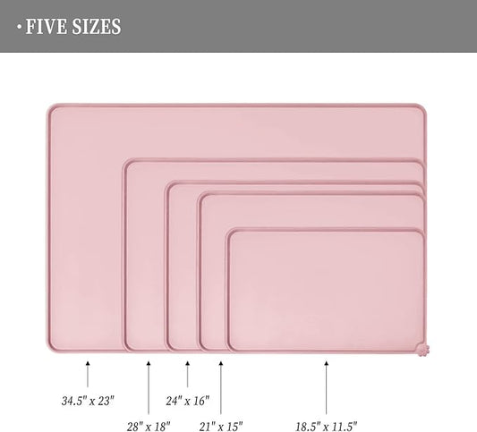 Waterproof Pet Feeding Mat with High Raised Edges, Heavier and Thicker Placemats for Cat Dog Water Bowl with BPA Free, Dogs Cats Food Mats for Messy Drinkers to Prevent Spill and Protect Floors