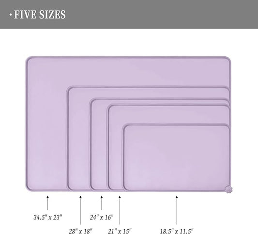 Waterproof Pet Feeding Mat with High Raised Edges, Heavier and Thicker Placemats for Cat Dog Water Bowl with BPA Free, Dogs Cats Food Mats for Messy Drinkers to Prevent Spill and Protect Floors