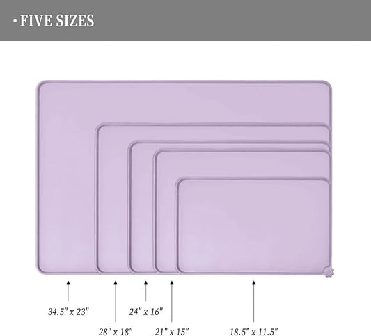 Waterproof Pet Feeding Mat with High Raised Edges, Heavier and Thicker Placemats for Cat Dog Water Bowl with BPA Free, Dogs Cats Food Mats for Messy Drinkers to Prevent Spill and Protect Floors