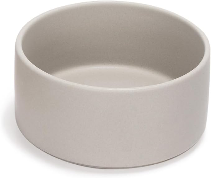 SPUNKYJUNKY 60OZ Ceramic Dog and Cat Bowl, Modern Cute Weighted Food Water Bowl for Replacement Grey (2 Pack)