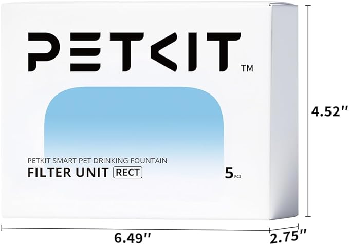 PETKIT Filter Unit Rect for EVERSWEET MAX Cordless Water Fountain, Replacement for 105 fl oz/3L Automatic Cat Fountain, 5 pack