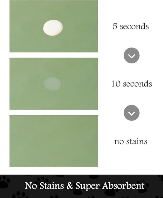 Pet Feeding Mat-Absorbent Dog Mat for Food and Water Bowl-No Stains Quick Dry Water Dispenser Mat-Dog Accessories Pet Supplies-Bowl for Messy Drinkers(Green,23"x34"