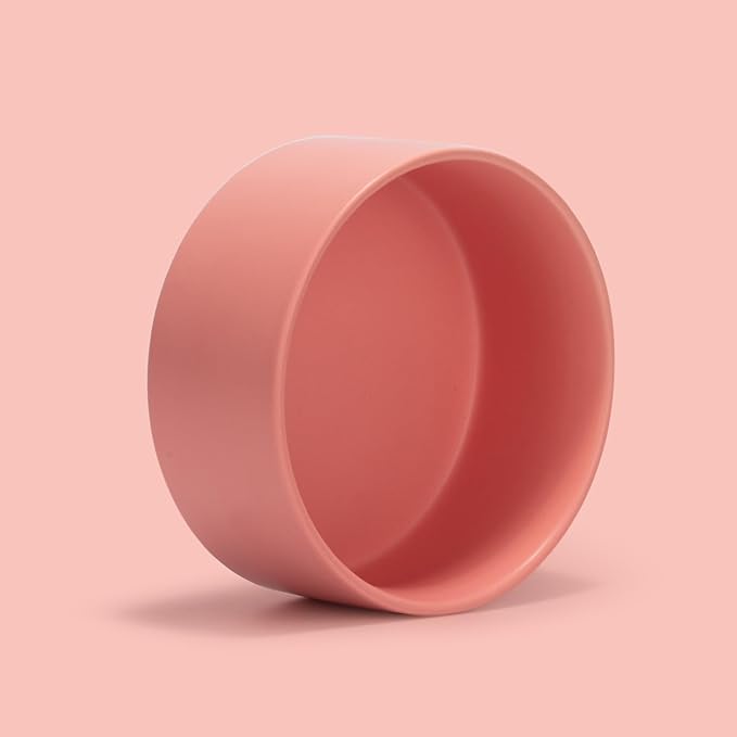 SPUNKYJUNKY 13.5OZ Ceramic Dog and Cat Bowl, Modern Cute Weighted Food Water Bowl for Replacement Pink (1 Pack)