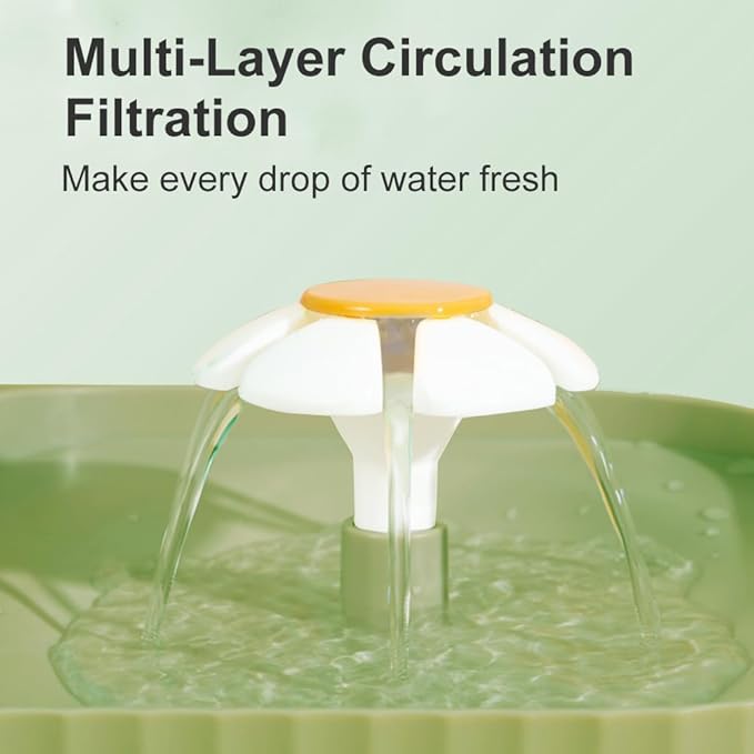 Marchul Cat Water Fountain and Stainless Steel Food Bowl, 100oz/3L Super Quiet Automatic Pet Water Dispenser with Smart Pump and 3 Replacement Filters for Cats and Small Dogs, Green