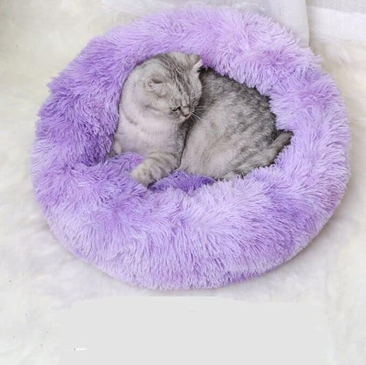 Large Cat Beds for Indoor Cats - Dog Beds for Small Medium Dogs, Large Cat Bed Washable 24 Inches, Anti Anxiety Round Fluffy Plush Faux Fur Pet Bed