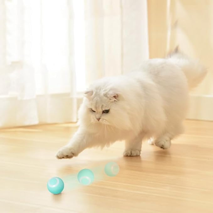 Smart LED Cat Toy - Electric Self-Rolling Interactive Teaser Ball, Small Pet Exercise & Activity (Pink)