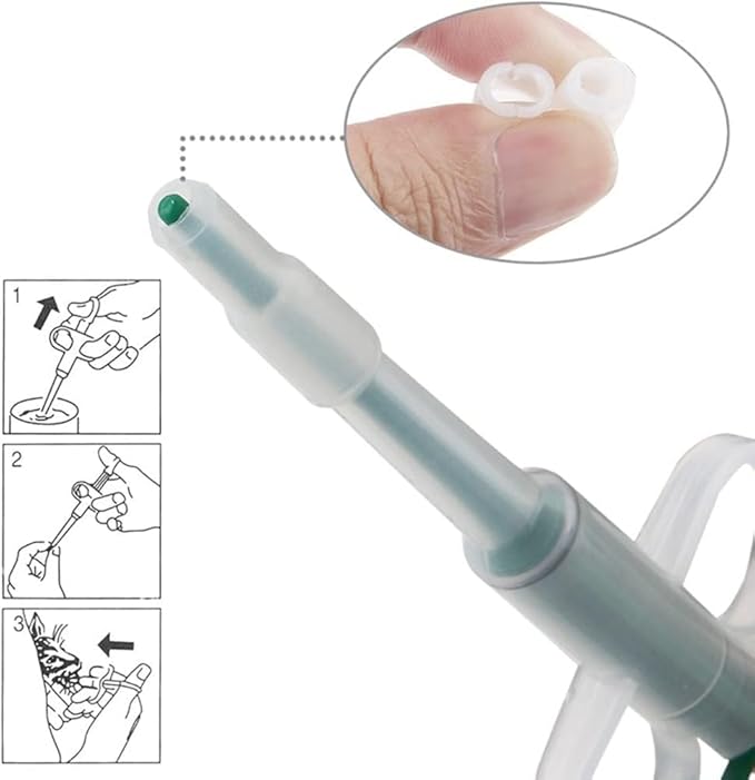 Green Medicine Feeder for Pets, Pill Guns for Dog and Cat, Pet Medical Feeding Dispenser Tool for Small Animal, Cat Tablet Soft Tip Syringe Double Feed Medicine Water Nursing Supplies