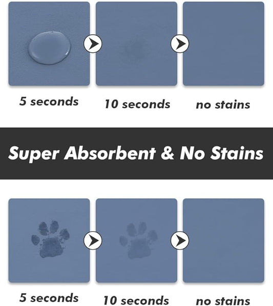 Absorbent Dog Food Mat-Dog Cat Mat for Food and Water Bowl, Quick Dry Pet Food Mat, No Stains Pet Feeding Pad, Cat Accessories Pet Supplies Mat for Messy Drinkers