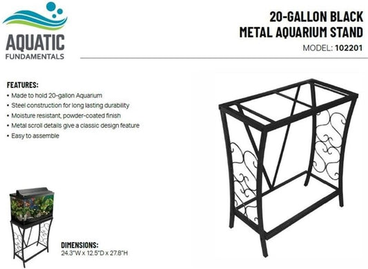 MAKLAINE Traditional Steel 20 Gallon Metal Aquarium Stand in Black