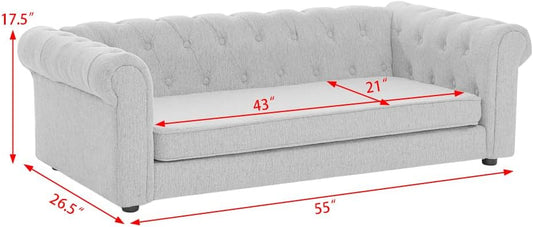 Dog Sofa Couch for Medium to Large Dogs, 55" Memory Foam Pet Sofa Couch with Washable Fabric, Durable Elevated Dog Bed with Legs, Removable Cushion for Medium and Large Dogs, Green