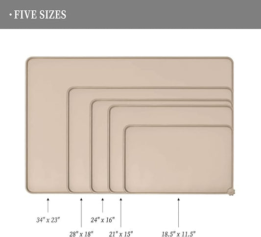 Waterproof Pet Feeding Mat with High Raised Edges, Heavier and Thicker Placemats for Cat Dog Water Bowl with BPA Free, Dogs Cats Food Mats for Messy Drinkers to Prevent Spill and Protect Floors