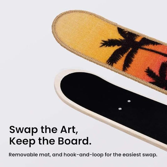 Wall Mounted Cat Scratching Board Skateboard Style (24"x6") - Reusable Wooden Board + Replaceable Cat Scratcher Map with Mounted Setup