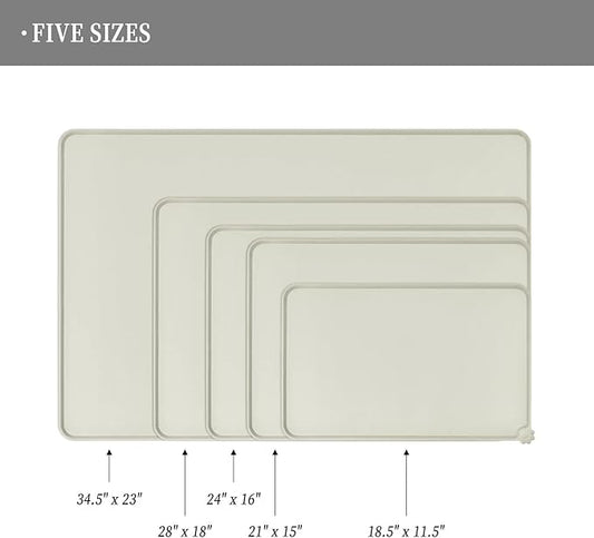 Waterproof Pet Feeding Mat with High Raised Edges, Heavier and Thicker Placemats for Cat Dog Water Bowl with BPA Free, Dogs Cats Food Mats for Messy Drinkers to Prevent Spill and Protect Floors