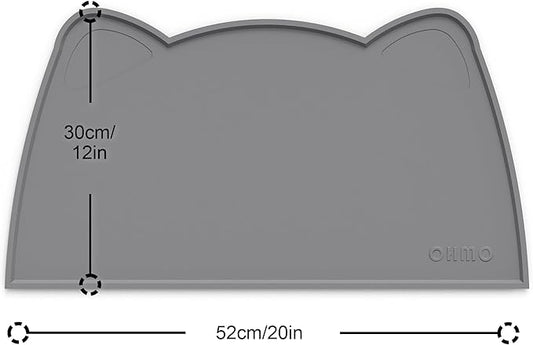 OHMO - Cat Food Mat, Silicone Pet Feeding Mat for Floor Non-Skid Waterproof Dog Water Bowl Tray, Easy to Clean Pet Placemat