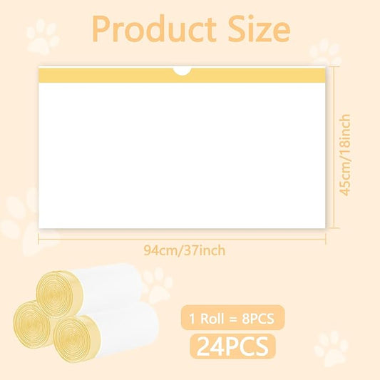 24 Count Cat Litter Box Liners - Large Drawstring Cat Litter Bags, Extra Thick Heavy Duty Durable Litters Tray Pet Cats Pan Liners, Waste Replacement Bags for Self-Cleaning Cats Litter Boxes 18" x 37"