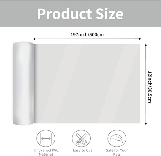 Anti Cat Scratch Furniture Protector, 12" × 197" Couch Protector from Cat Claws, Door Protector from Dog Scratching, Transparent Self-Adhesive for Furniture, Doors, Walls, Great for Sofas and Chairs