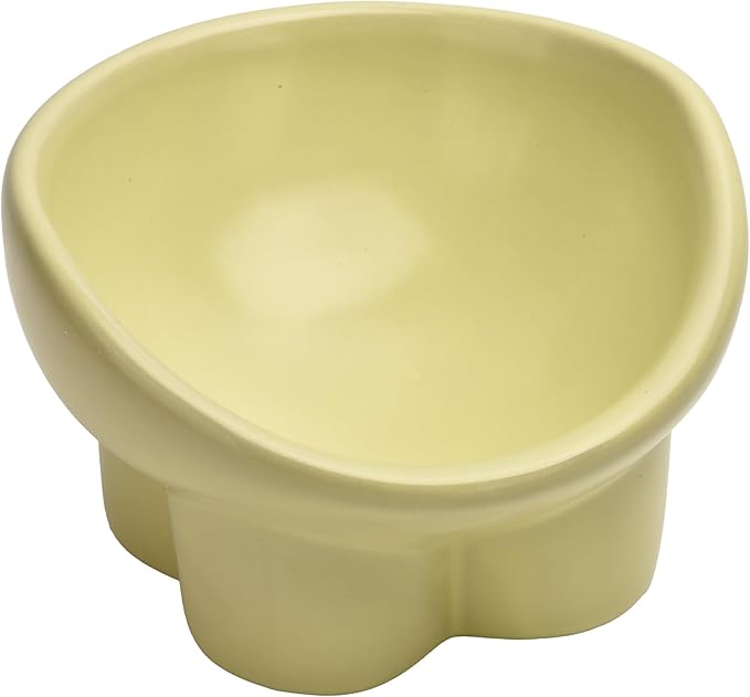 Ceramic Raised Cat Bowl,Elevated Tilted Anti Vomit Cat Bowls for Indoor Cats Whisker Friendly Pet Feeder for Food and Water,Cute Tilted Dish for Flat Faced Cats,Puppies