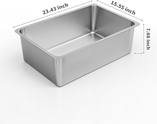Kirecoo Stainless Steel Cat Litter Box XXL- Metal High Sided Cat Pan, Large Stainless Steel Box, Indoor Litter Tray, Non Stick, No Smell, Easy to Clean, Pet Toilet Supplies for Kitten, Kitty, Rabbit