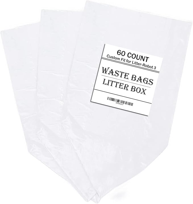 Replacement Waste Drawer Liners Compatible with Litter Bag Robot 3 4, 60 Count Waste Bags, 9-11 Gallons
