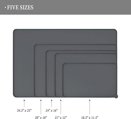 Waterproof Pet Feeding Mat with High Raised Edges, Heavier and Thicker Placemats for Cat Dog Water Bowl with BPA Free, Dogs Cats Food Mats for Messy Drinkers to Prevent Spill and Protect Floors