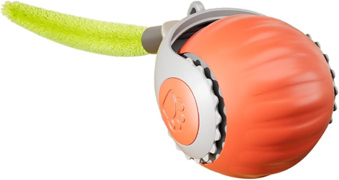 Interactive Cat Toy for Indoor Cats, Two Speed Smart Automatic Cat Toy Moving Ball with Tail, Rechargeable Motion Activated Cat Toys for Bored Indoor Adult Cats (Adapter Not Included)