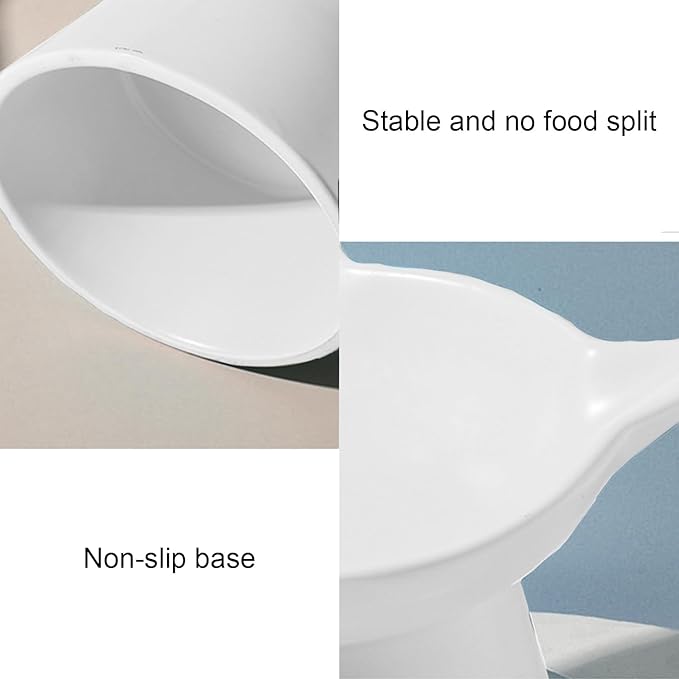 Ceramic Elevated Cat Bowl, Raised Cat Food Water Bowl for Indoor Cats with Stand, Titled Anti-Vomiting Cat Dish,Whisker Friendly, All Life Stage