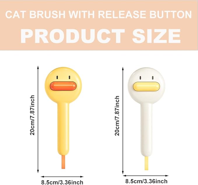 Cat Brush for Short or Long Haired Cats Dogs Rabbits, Cute Dog Brush with Release Button for Massage and Removes Loose Fur