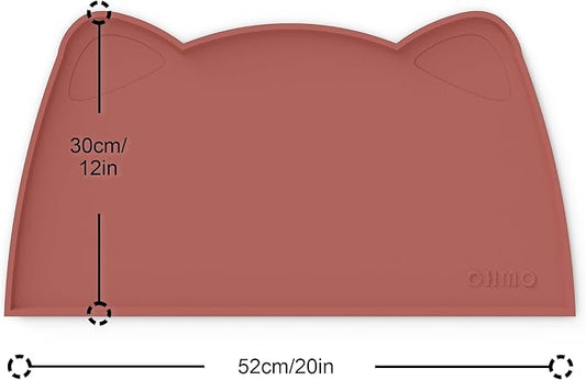 OHMO - Cat Food Mat, Silicone Pet Feeding Mat for Floor Non-Skid Waterproof Dog Water Bowl Tray, Easy to Clean Pet Placemat