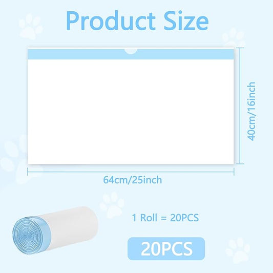 20 Count Cat Litter Box Liners - Large Drawstring Cat Litter Bags, Extra Thick Heavy Duty Durable Litters Tray Pet Cats Pan Liners, Waste Replacement Bags for Self-Cleaning Cats Litter Boxes 16" x 25"