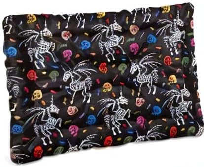 Gothic Unicorn Skeleton Skull Pet Bed Cute Dog Bed Mat Absorbing Non Slip Pad Pet Sleeping Mat for Small, Medium, and Large Dogs Puppy Cat 24 in x 18 in