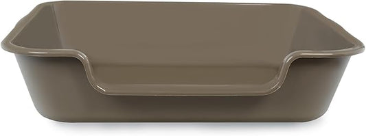 2 Pack of Extra Large Cat Litter Box (ABS Material), Low Entry Senior Litter Pen for Geriatric Kitty Big Cats, Jumbo Pet Safe Litter Boxes Tray for Pets Potty (Light Brown, 24" L x 20" W)