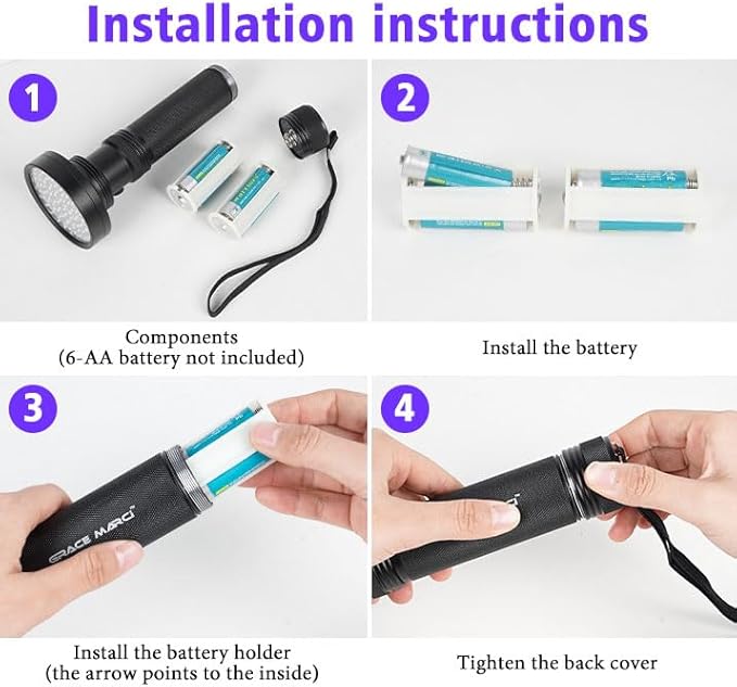 UV Flashlight Black Light, 100 LED 395 nm Blacklight, Pet Urine Detector for Dog/Cat Urine, Dry Stains, Bed Bug, Scorpion,Dry Pet Stains(Middle Switch)