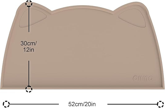 OHMO - Cat Food Mat, Silicone Pet Feeding Mat for Floor Non-Skid Waterproof Dog Water Bowl Tray, Easy to Clean Pet Placemat