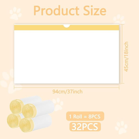 32 Count Cat Litter Box Liners - Large Drawstring Cat Litter Bags, Extra Thick Heavy Duty Durable Litters Tray Pet Cats Pan Liners, Waste Replacement Bags for Self-Cleaning Cats Litter Boxes 18" x 37"