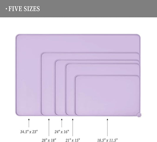 Waterproof Pet Feeding Mat with High Raised Edges, Heavier and Thicker Placemats for Cat Dog Water Bowl with BPA Free, Dogs Cats Food Mats for Messy Drinkers to Prevent Spill and Protect Floors