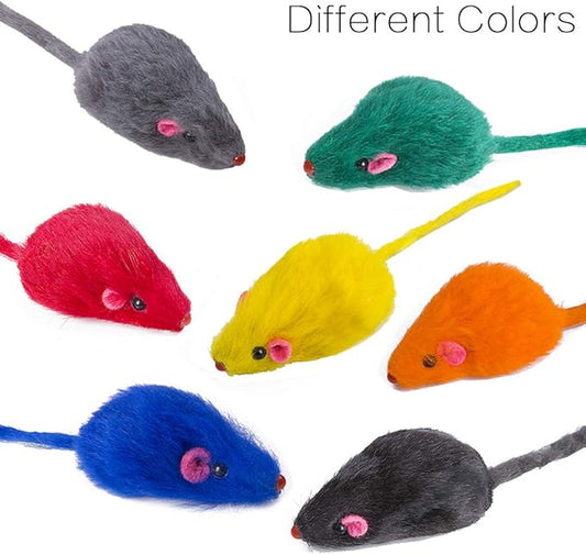Yangbaga Mice Rattle 14 Pack, Cat Toys Rainbow Mice for Cats and Kittens (14 pcs Rainbow mices)